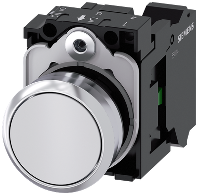 Siemens SIRIUS Metal Pushbutton, White, 1 NO, Spring Terminal