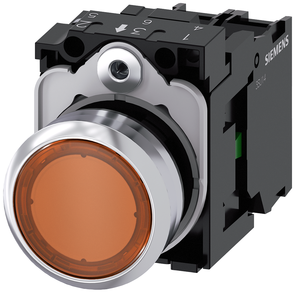 Siemens SIRIUS 22 mm Amber Illuminated Pushbutton 24 V AC/DC (3SU1152-0AB00-1BA0)