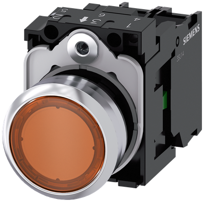 Siemens SIRIUS 22 mm Amber Illuminated Pushbutton 24 V AC/DC