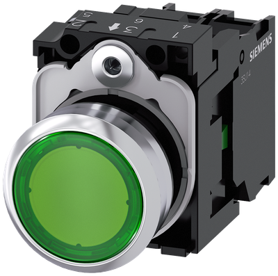 Siemens 3SU1152-0AB40-1BA0 SIRIUS ACT 22 mm Metal Illuminated Pushbutton Green