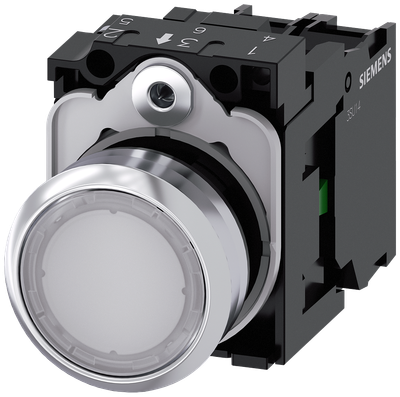Siemens SIRIUS ACT Illuminated Pushbutton 22mm White 1NO 24V AC/DC 3SU1152-0AB60-1BA0