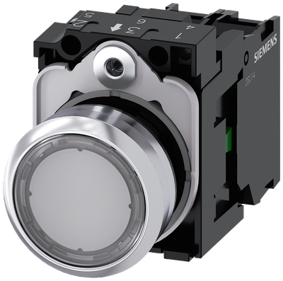 Siemens 3SU1152-0AB70-1BA0 SIRIUS ACT 22 mm Metal Illuminated Pushbutton Clear