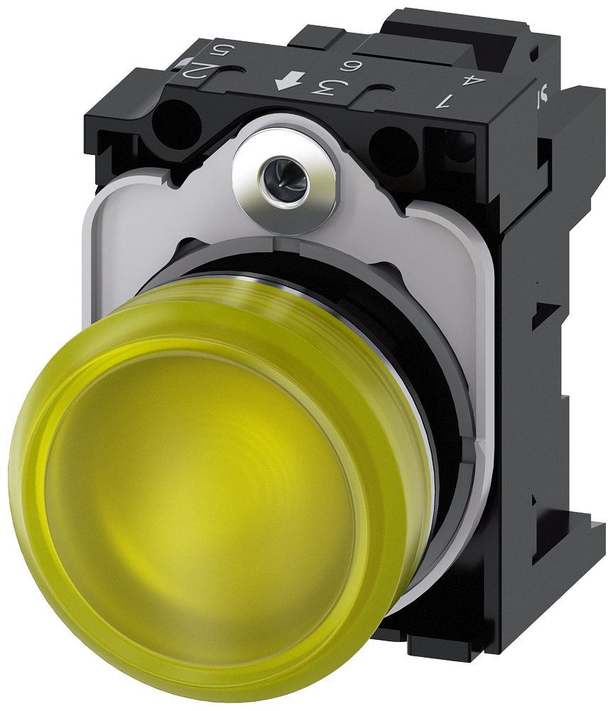 Siemens SIRIUS ACT Indicator Light 22 mm Metal Yellow LED 24 V AC/DC (3SU1152-6AA30-3AA0)