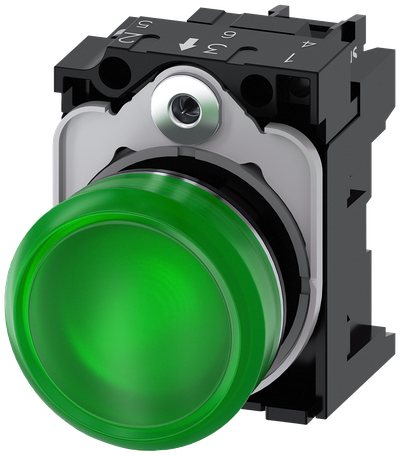 Siemens 3SU1152-6AA40-1AA0 SIRIUS ACT Indicator Light 22 mm, Green LED 24 V AC/DC