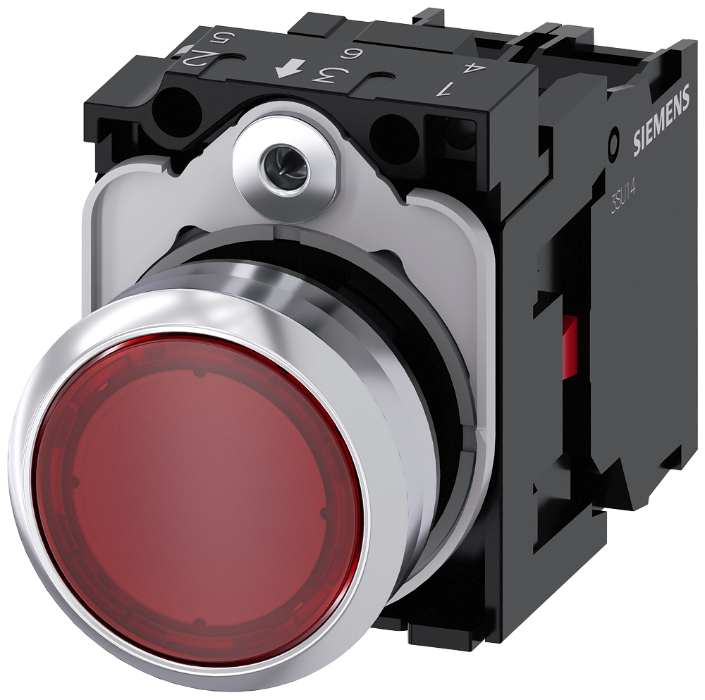 Siemens SIRIUS 3SU1156-0AB20-1CA0 Illuminated Pushbutton 22 mm Red 1 NC 230 V AC