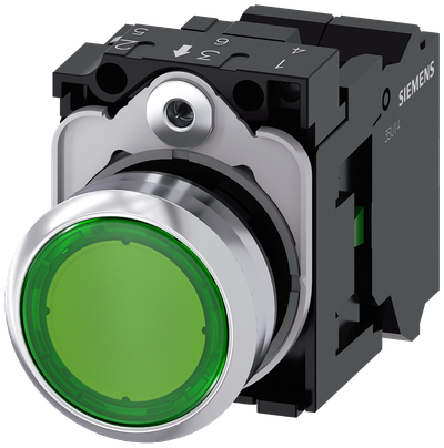 Siemens SIRIUS Illuminated Pushbutton Green 22 mm 230 V AC
