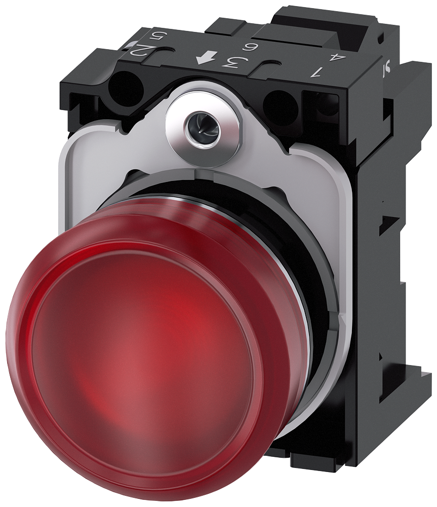 Siemens SIRIUS ACT Indicator Light 22 mm Metal Shiny Red LED 230 V AC (3SU1156-6AA20-3AA0)