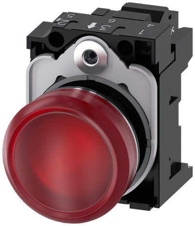 Siemens SIRIUS ACT Indicator Light 22 mm Metal Shiny Red LED 230 V AC