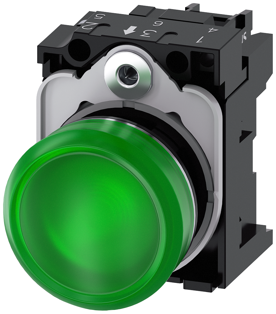 Siemens 3SU1156-6AA40-1AA0 SIRIUS ACT Indicator Light 22 mm, Green LED 230 V AC