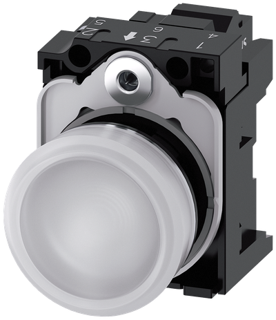 Siemens SIRIUS ACT Indicator Light 22mm White Shiny Metal LED 230V AC 3SU1156-6AA60-3AA0