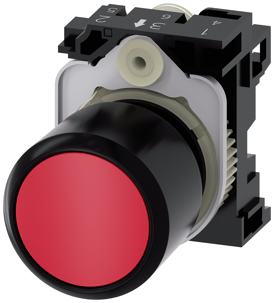 Siemens SIRIUS Compact Pushbutton 22 mm Red Plastic Extended (3SU1200-0EB20-0AA0)