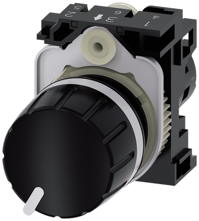 Siemens SIRIUS ACT Potentiometer, compact, 22 mm, round, plastic, black, 1K ohm, with holder, screw terminal