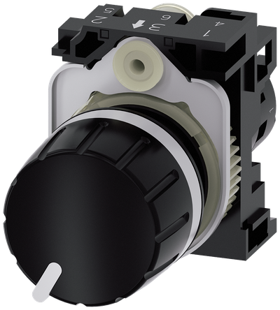 Siemens SIRIUS ACT Potentiometer, compact, 22 mm, round, plastic, black, 47K ohm, with holder, screw terminal