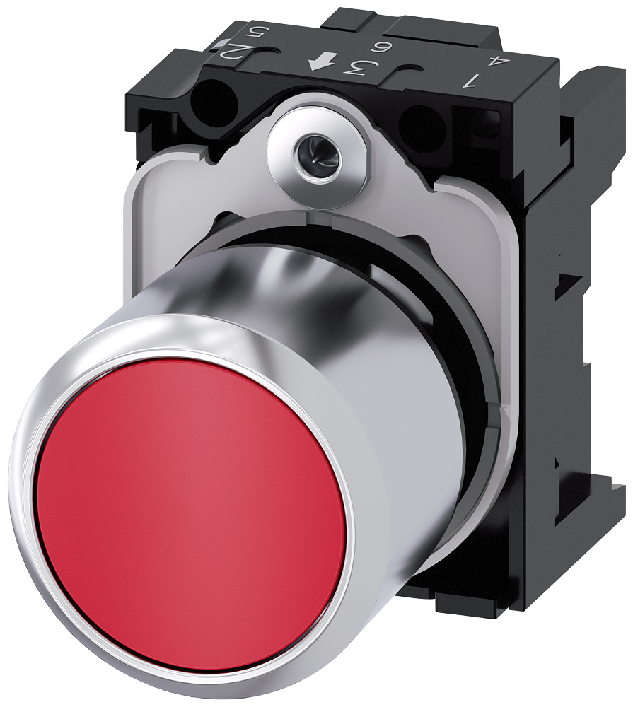 Siemens SIRIUS Compact Pushbutton 22 mm Red Metal Extended (3SU1250-0EB20-0AA0)