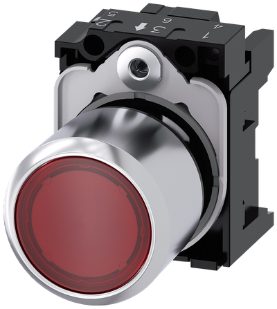Siemens SIRIUS ACT Extended-Stroke Pushbutton 22mm Red Transparent Metal 3SU1251-0EB20-0AA0
