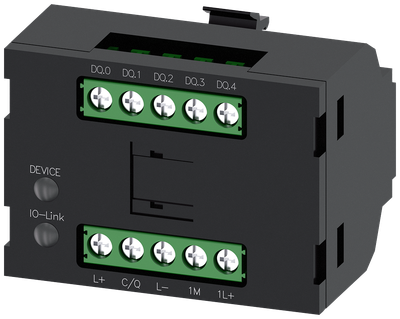 Siemens SIRIUS ACT Electronics module IO-Link for ID key-operated switch, with 5 pre-programmed electronic switches, controller and RFID authentication of the switching function, black, operating voltage 24 V DC, screw terminal, for front plate mounting, for industrial application in control cabinets and machines