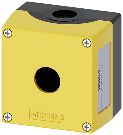 Siemens SIRIUS ACT Enclosure for command devices, 22 mm, round, Enclosure material plastic, Enclosure top part yellow, 1 control point plastic, Control point in center, without equipment