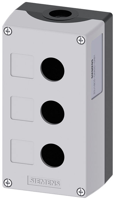 Siemens SIRIUS ACT Enclosure for command devices, 22 mm, round, Enclosure material plastic, enclosure top part gray, 3 control points plastic, Recess for labels, without equipment