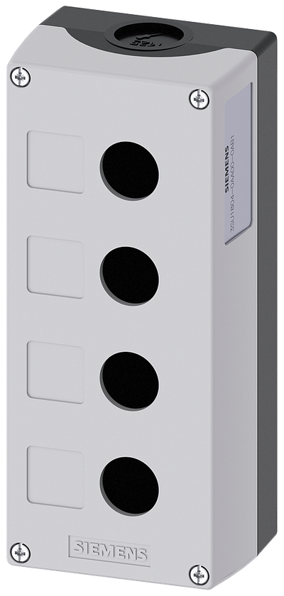 Siemens SIRIUS ACT Enclosure for command devices, 22 mm, round, Enclosure material plastic, enclosure top part gray, 4 control points plastic, Recess for labels, without equipment