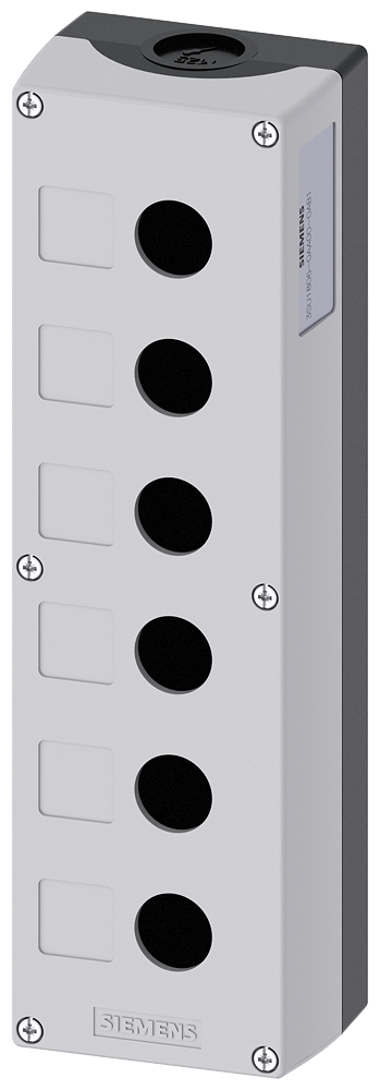 Siemens SIRIUS ACT Enclosure for command devices, 22 mm, round, Enclosure material plastic, enclosure top part gray, 6 control points plastic, Recess for labels, without equipment