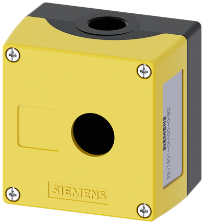 Siemens SIRIUS ACT Enclosure for command devices, 22 mm, round, Enclosure material metal, Enclosure top part yellow, 1 control point metal, Recess for label, without equipment