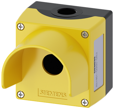Siemens SIRIUS ACT Enclosure for command devices, 22 mm, round, Enclosure material metal, Enclosure top part yellow, with protective collar, 1 control point, without equipment, floor mounting, 1XM20 each on top and bottom