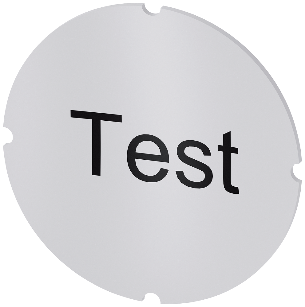 Siemens SIRIUS ACT Inscription plate for illuminated pushbutton, round, milky with black font, with inscription: test (3SU1900-0AB71-0DV0)