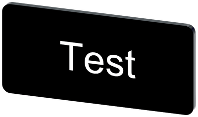 Siemens SIRIUS Labeling plate for snapping on or gluing on label holder, label size 12.5X27 mm, black label, white font, with inscription: Test