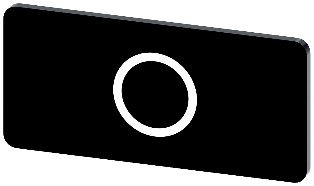 Siemens SIRIUS ACT Labeling plate for snapping on or gluing on label holder, label size 12.5X27 mm, black label, white font, with graphic symbol: O (3SU1900-0AC16-0QA0)
