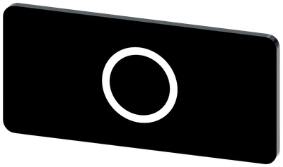 Siemens SIRIUS ACT Labeling plate for snapping on or gluing on label holder, label size 12.5X27 mm, black label, white font, with graphic symbol: O