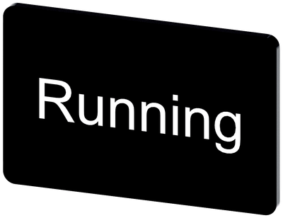 Siemens SIRIUS Labeling plate for snapping on or gluing on label holder, label size 17.5X27 mm, black label, white font, with inscription: Running