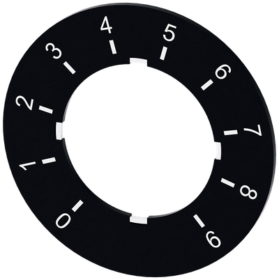 Siemens SIRIUS Labeling plate for potentiometer, black label, white font, with inscription: 0...9 Outer diameter 40 mm
