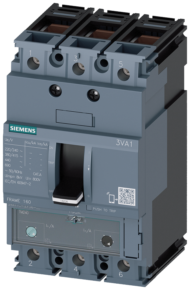Siemens 3VA11, 55KA, 3-Pole, TM240, IN=20A,IR=14A 3VA1120-5EF36-0AA0