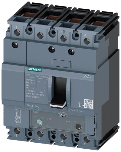 Siemens 3VA11, 55KA, 4-Pole, TM240, IN=25A,IR=17,5A 3VA1125-5GF46-0AA0