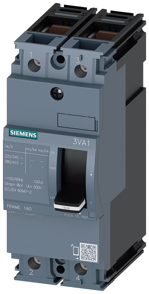 Siemens Circuit breaker 3VA1,32A,2-Pole,TM210,25KA, frame clamp for CU cable