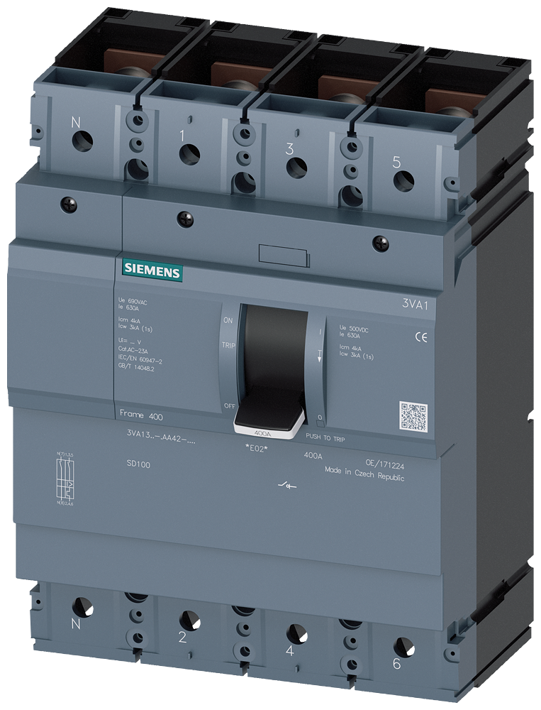 Siemens 3VA13, Load-break switch 4POL 400A with Bolt Connection
