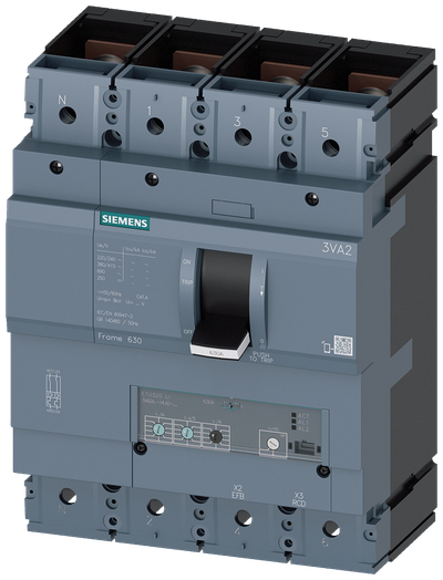 Siemens MCCB_3VA24_4P_55KA_ETU320,LI,IN=400A,IR=160A-400A,II=1,5-12XIN,,B