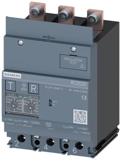 Siemens SENTRON 3VA9113-0RL20 — Residual-current device module (RCD520), 3-Pole, 3VA11