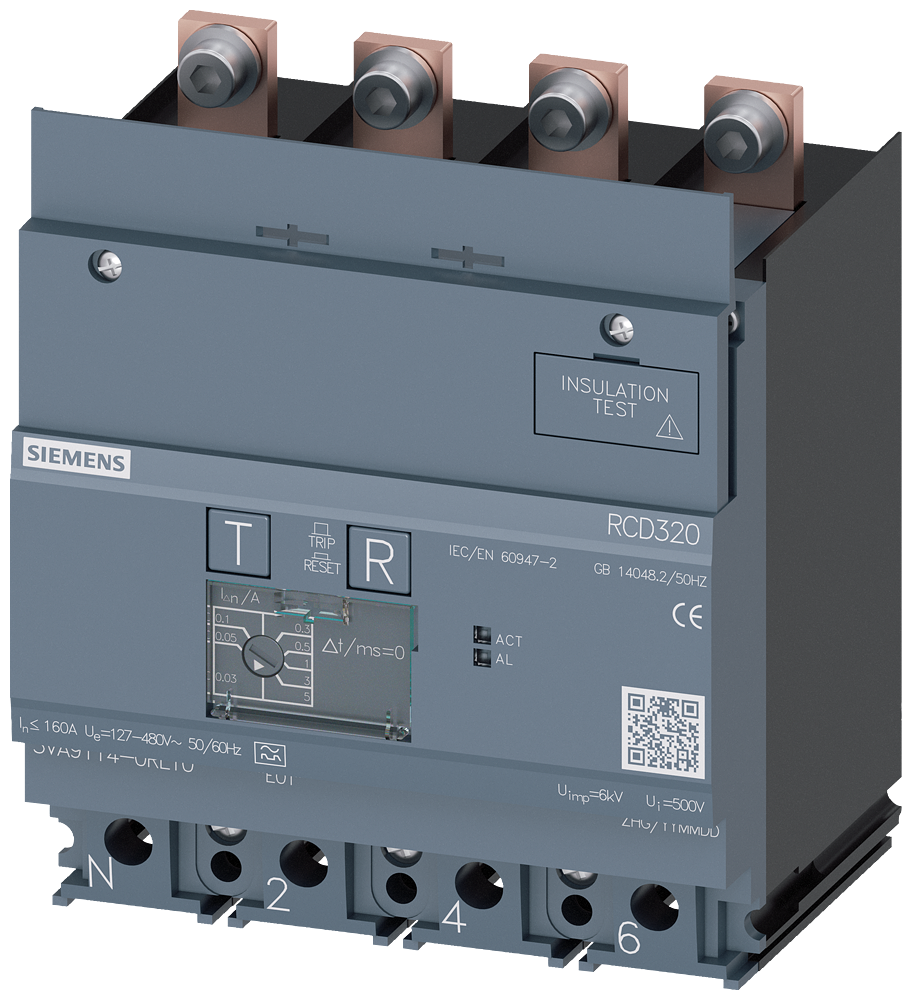Siemens SENTRON 3VA9114-0RL10 — Residual-current device module (RCD320), 4-Pole, 3VA11