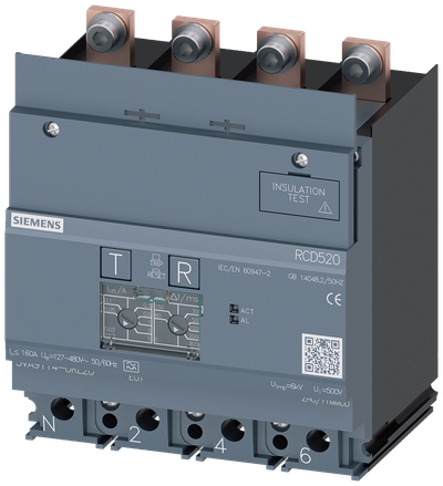 Siemens SENTRON 3VA9114-0RL20 — Residual-current device module (RCD520), 4-Pole, 3VA11
