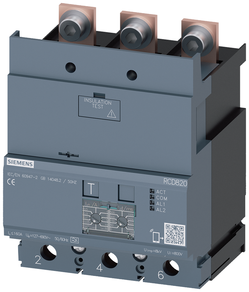 Siemens SENTRON 3VA9123-0RL30 — Residual-current device module (RCD820), 3-Pole, 3VA20
