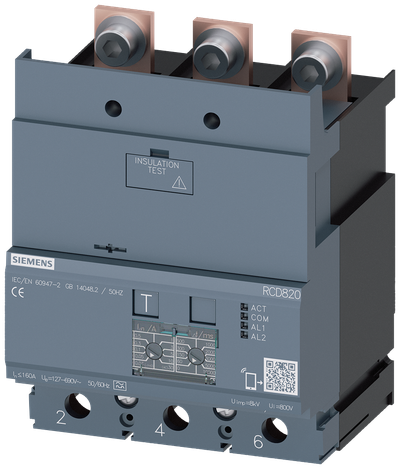 Siemens SENTRON 3VA9123-0RL30 — Residual-current device module (RCD820), 3-Pole, 3VA20