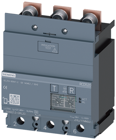 Siemens SENTRON 3VA92130RL20 — Residual-current device module (RCD520), 3-Pole, 3VA12