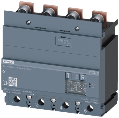 Siemens SENTRON 3VA9214-0RL20 — Residual-current device module (RCD520), 4-Pole, 3VA12