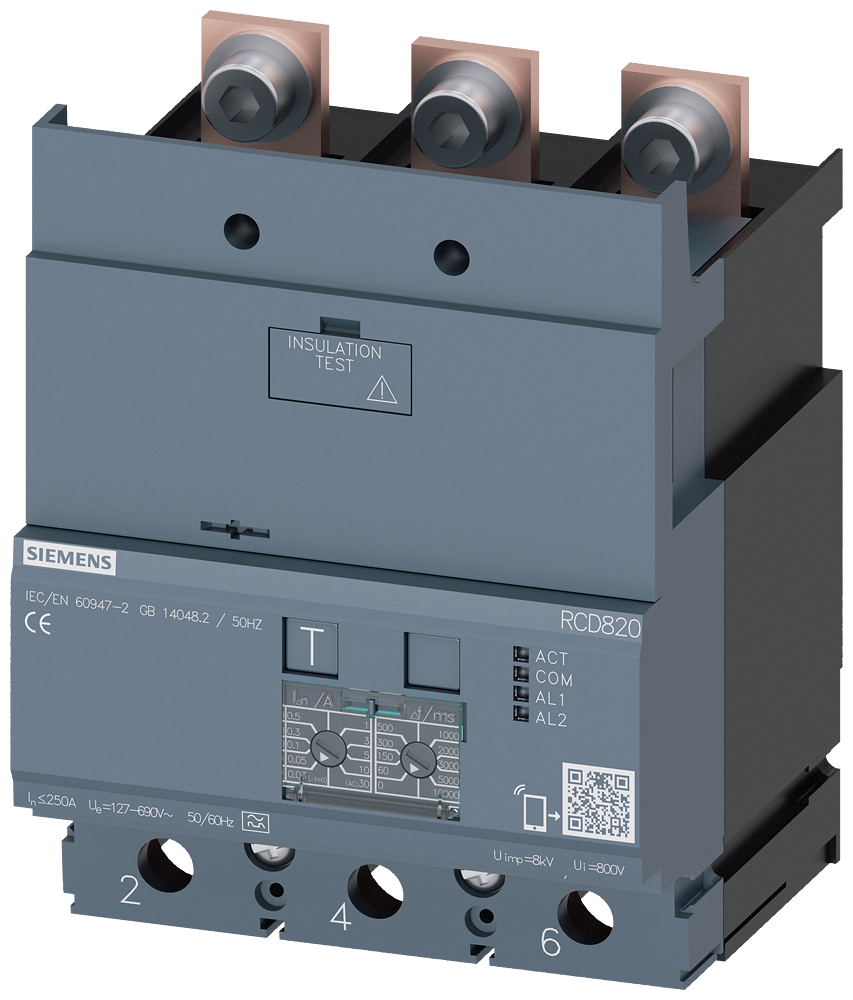 Siemens SENTRON 3VA9223-0RL30 — Residual-current device module (RCD820), 3-Pole, 3VA22