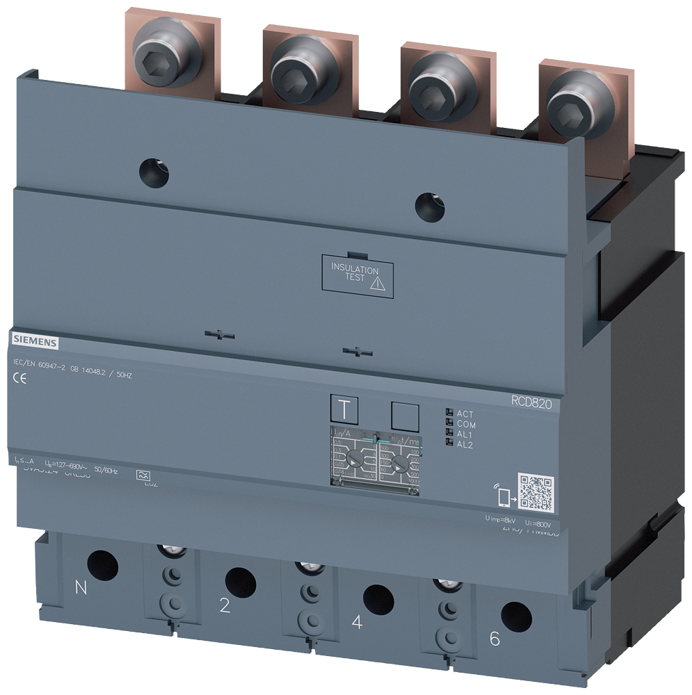 Siemens SENTRON 3VA9424-0RL30 — Residual-current device module (RCD820), 4-Pole, 3VA24