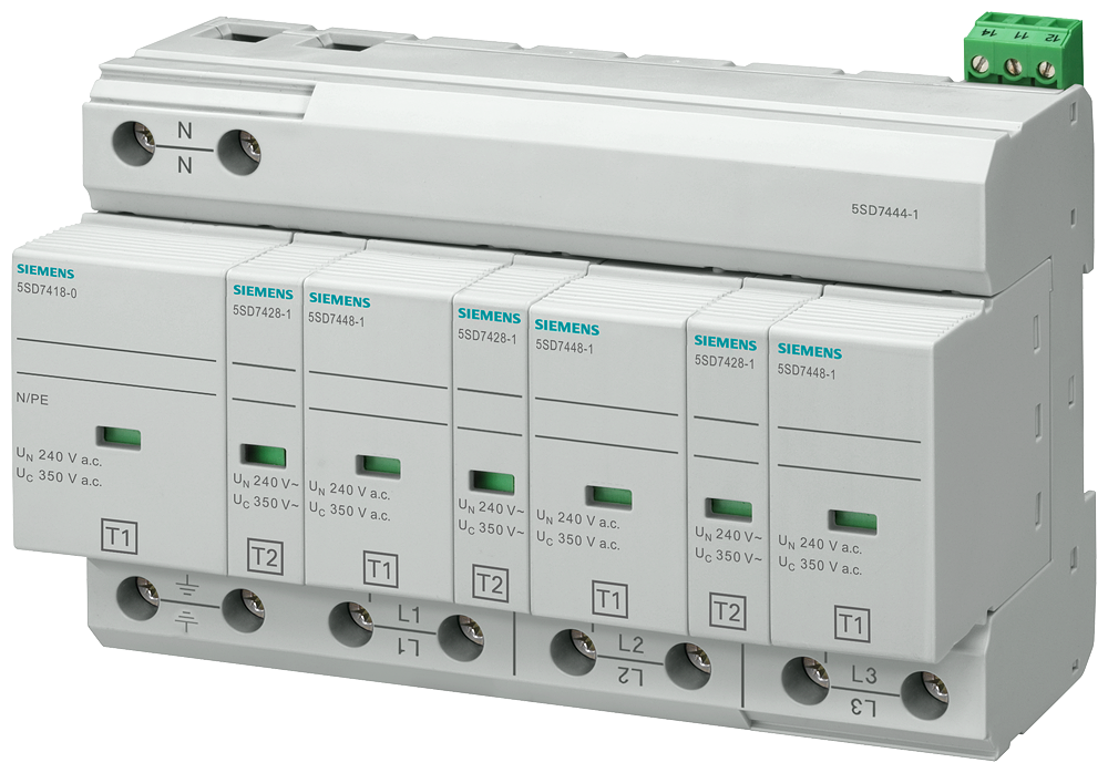 Siemens Combination surge arrester type 1+2 requirement class B+C, UC 350 V protective modules, plug-in 5SD7444-1