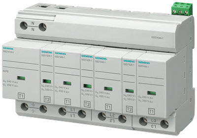 Siemens Combination surge arrester type 1+2 requirement class B+C, UC 350 V protective modules, plug-in 5SD7444-1