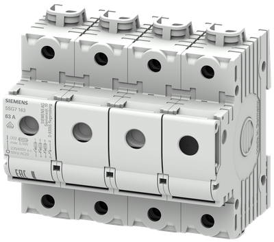 Siemens MINIZED, fuse load-break switch with fuse, D02, 3P+N, In: 63 A, Un AC: 400 V