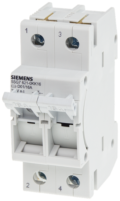 Siemens MINIZED, fuse load-break switch, D01, 2-Pole, In: 16 A, Un AC: 400 V